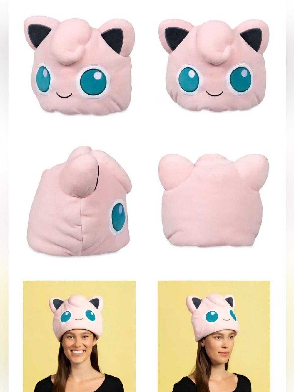 Jigglypuff Pokemon Character Pink Plush Beanie Hat - NWT